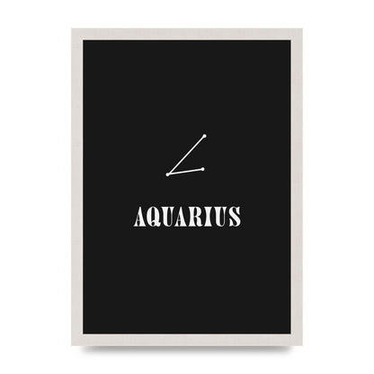 Minimalist Horoscope Star Sign Series Aquarius Art For The Home - A3 framed