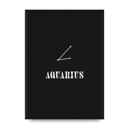 Minimalist Horoscope Star Sign Series Aquarius Art For The Home - A3 framed