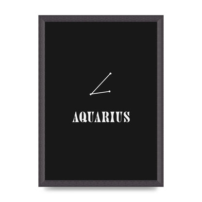 Minimalist Horoscope Star Sign Series Aquarius Art For The Home - A3 framed