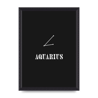 Minimalist Horoscope Star Sign Series Aquarius Art For The Home - A3 framed