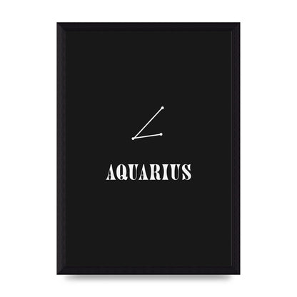 Minimalist Horoscope Star Sign Series Aquarius Art For The Home - A4 framed