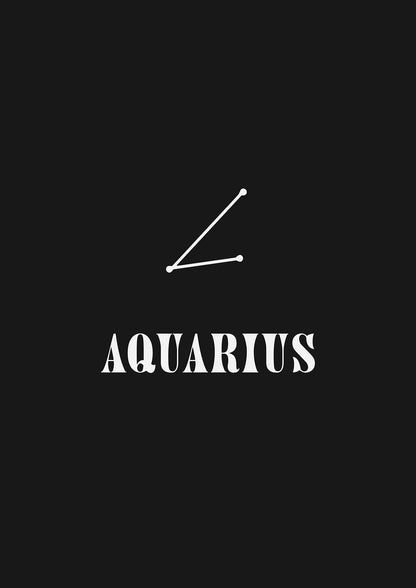 Minimalist Horoscope Star Sign Series Aquarius Art For The Home - detail