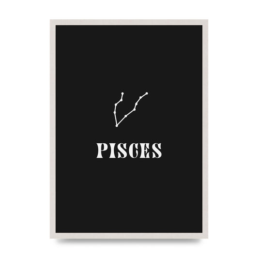 Minimalist Horoscope Star Sign Series Pisces Printed Poster - A2 framed