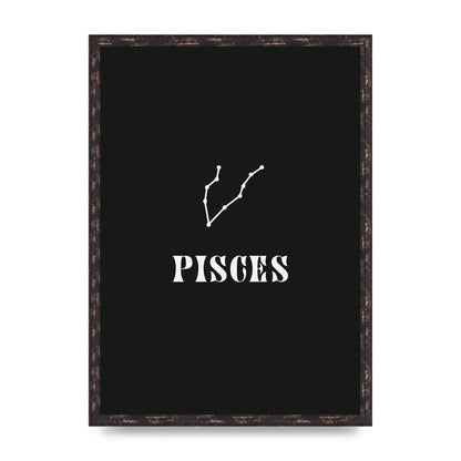 Minimalist Horoscope Star Sign Series Pisces Printed Poster - A2 framed