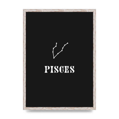 Minimalist Horoscope Star Sign Series Pisces Printed Poster - A2 framed