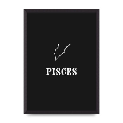 Minimalist Horoscope Star Sign Series Pisces Printed Poster - A2 framed
