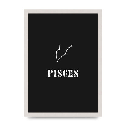 Minimalist Horoscope Star Sign Series Pisces Printed Poster - A3 framed