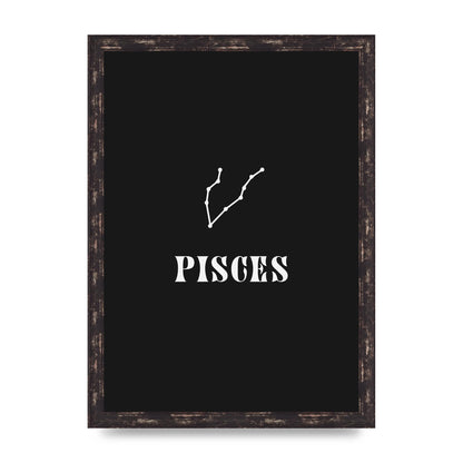 Minimalist Horoscope Star Sign Series Pisces Printed Poster - A3 framed