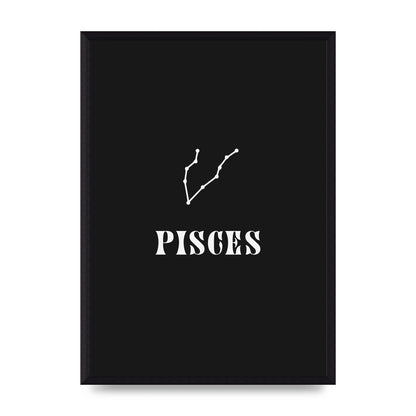Minimalist Horoscope Star Sign Series Pisces Printed Poster - A3 framed