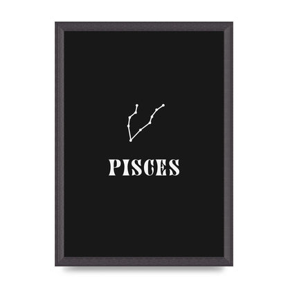 Minimalist Horoscope Star Sign Series Pisces Printed Poster - A3 framed