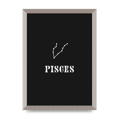 Minimalist Horoscope Star Sign Series Pisces Printed Poster - A3 framed