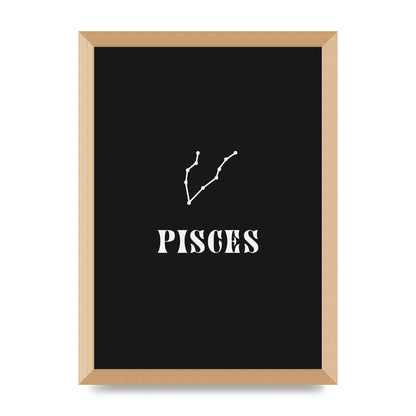 Minimalist Horoscope Star Sign Series Pisces Printed Poster - A3 framed