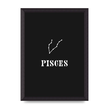 Minimalist Horoscope Star Sign Series Pisces Printed Poster - A3 framed