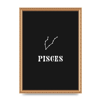 Minimalist Horoscope Star Sign Series Pisces Printed Poster - A3 framed
