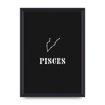 Minimalist Horoscope Star Sign Series Pisces Printed Poster - A3 framed