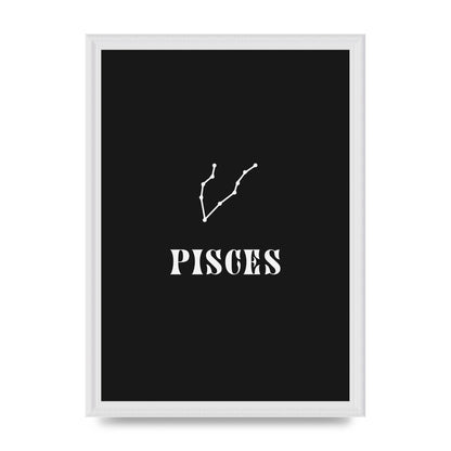 Minimalist Horoscope Star Sign Series Pisces Printed Poster - A3 framed