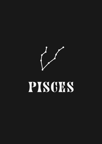 Minimalist Horoscope Star Sign Series Pisces Printed Poster - detail