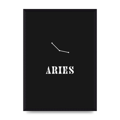 Minimalist Horoscope Star Sign Series Aries Wall Art - A3 framed