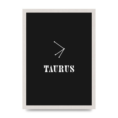 Minimalist Horoscope Star Sign Series Taurus Art For The Home - A3 framed