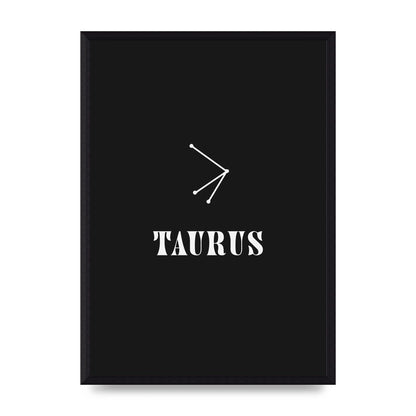 Minimalist Horoscope Star Sign Series Taurus Art For The Home - A3 framed