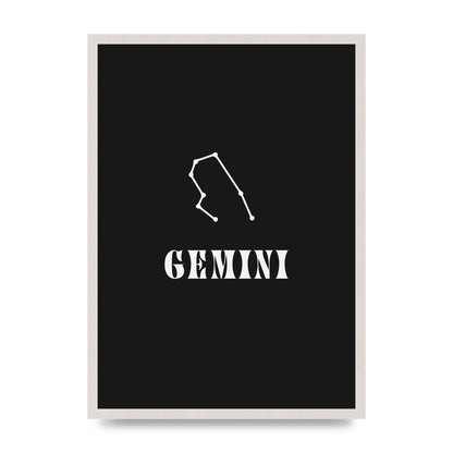 Minimalist Horoscope Star Sign Series Gemini Printed Poster - A2 framed