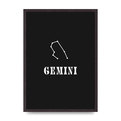 Minimalist Horoscope Star Sign Series Gemini Printed Poster - A2 framed
