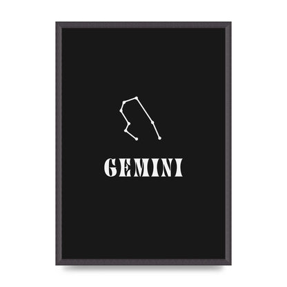 Minimalist Horoscope Star Sign Series Gemini Printed Poster - A2 framed