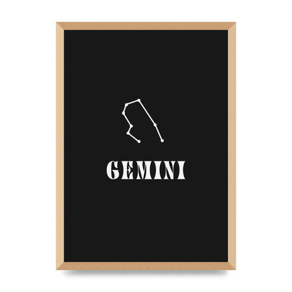 Minimalist Horoscope Star Sign Series Gemini Printed Poster - A2 framed