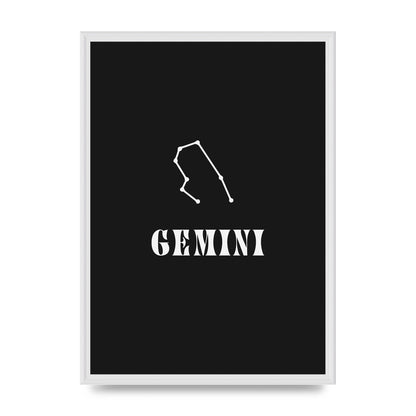 Minimalist Horoscope Star Sign Series Gemini Printed Poster - A2 framed