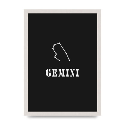 Minimalist Horoscope Star Sign Series Gemini Printed Poster - A3 framed