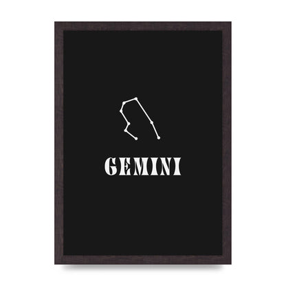 Minimalist Horoscope Star Sign Series Gemini Printed Poster - A3 framed