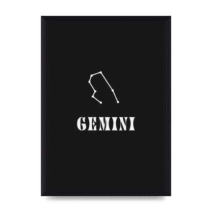 Minimalist Horoscope Star Sign Series Gemini Printed Poster - A3 framed