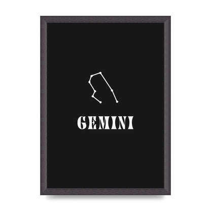 Minimalist Horoscope Star Sign Series Gemini Printed Poster - A3 framed