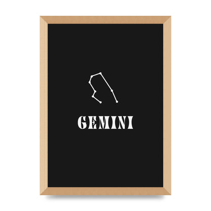 Minimalist Horoscope Star Sign Series Gemini Printed Poster - A3 framed