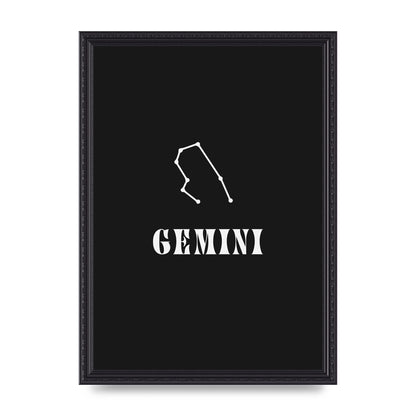 Minimalist Horoscope Star Sign Series Gemini Printed Poster - A3 framed