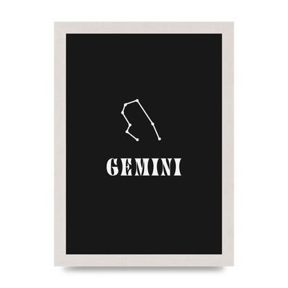 Minimalist Horoscope Star Sign Series Gemini Printed Poster - A4 framed