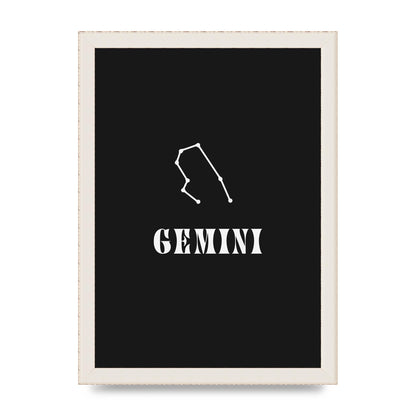 Minimalist Horoscope Star Sign Series Gemini Printed Poster - A4 framed