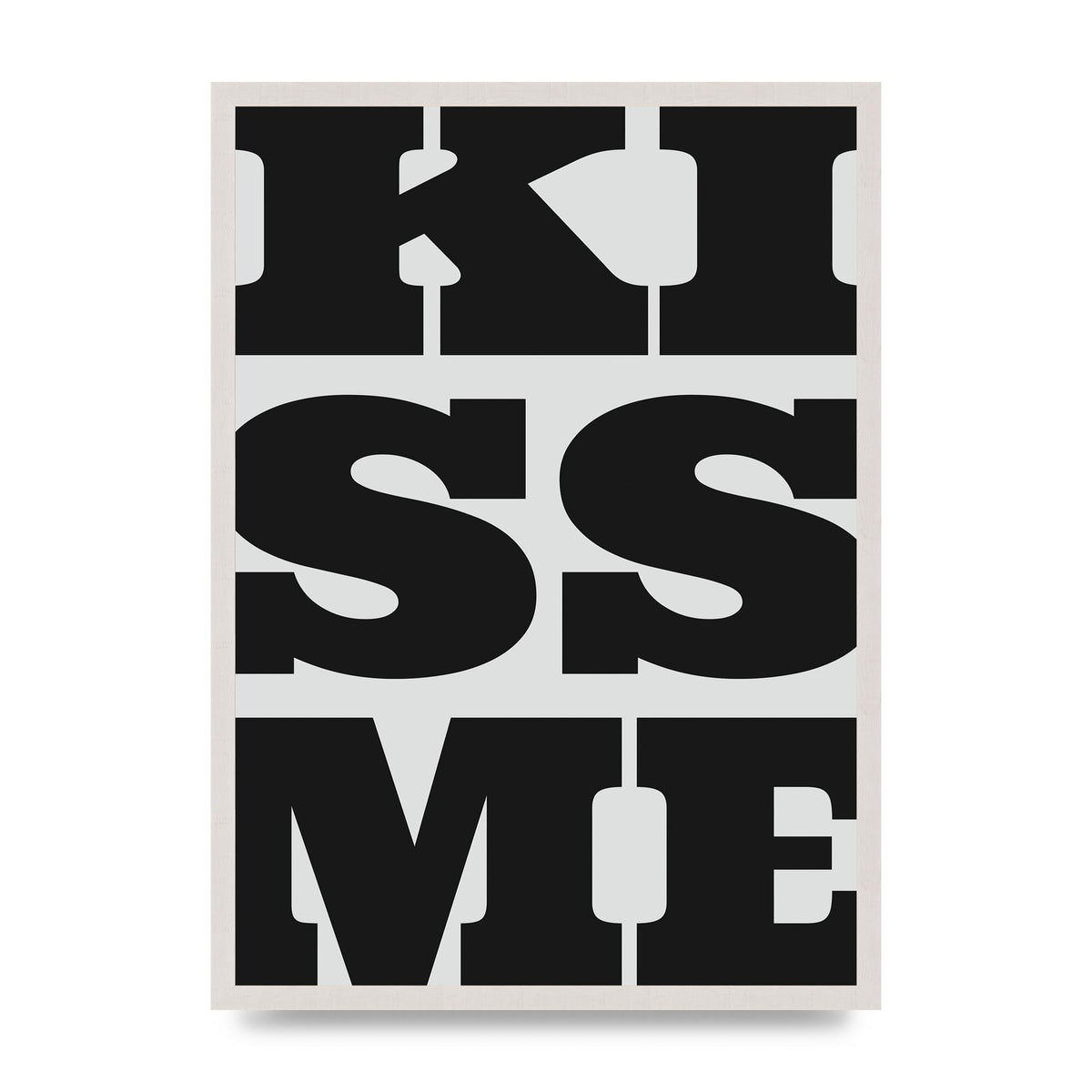 Kiss Me Large Letter Black Art For The Home - A2 framed