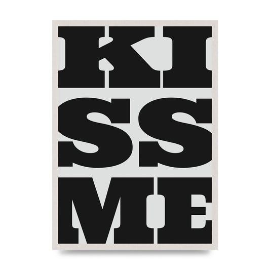 Kiss Me Large Letter Black Art For The Home - A2 framed