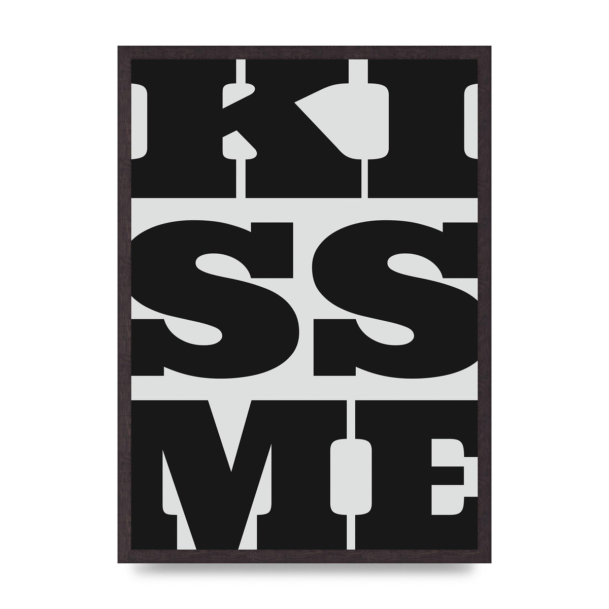 Kiss Me Large Letter Black Art For The Home - A2 framed