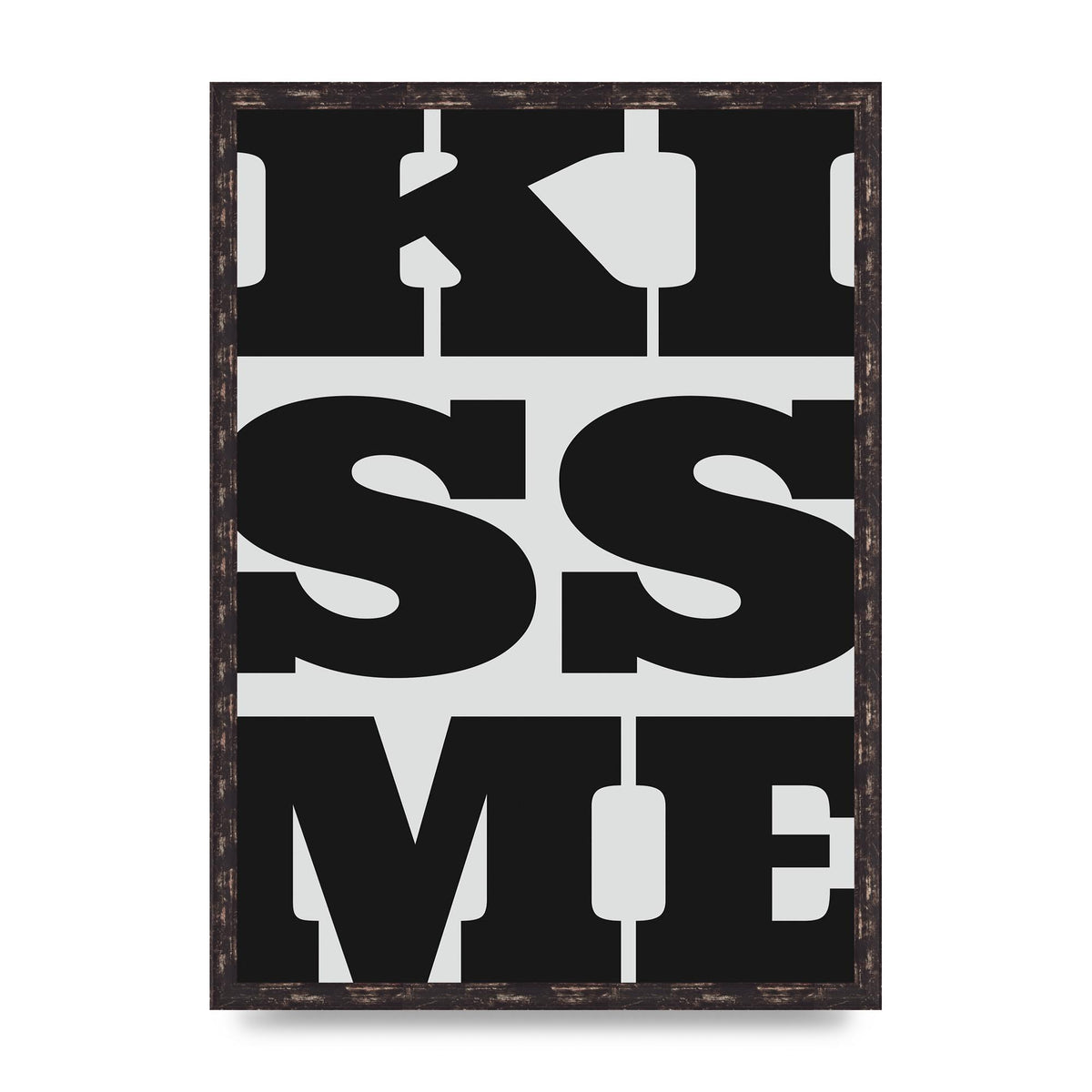 Kiss Me Large Letter Black Art For The Home - A2 framed