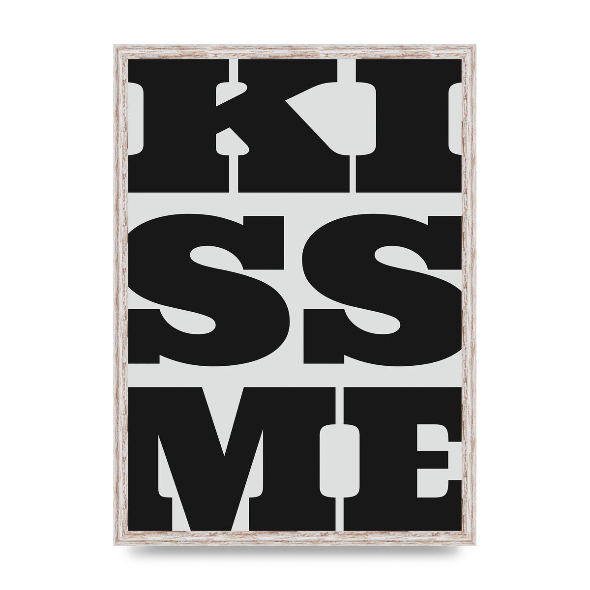 Kiss Me Large Letter Black Art For The Home - A2 framed