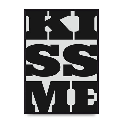 Kiss Me Large Letter Black Art For The Home - A2 framed