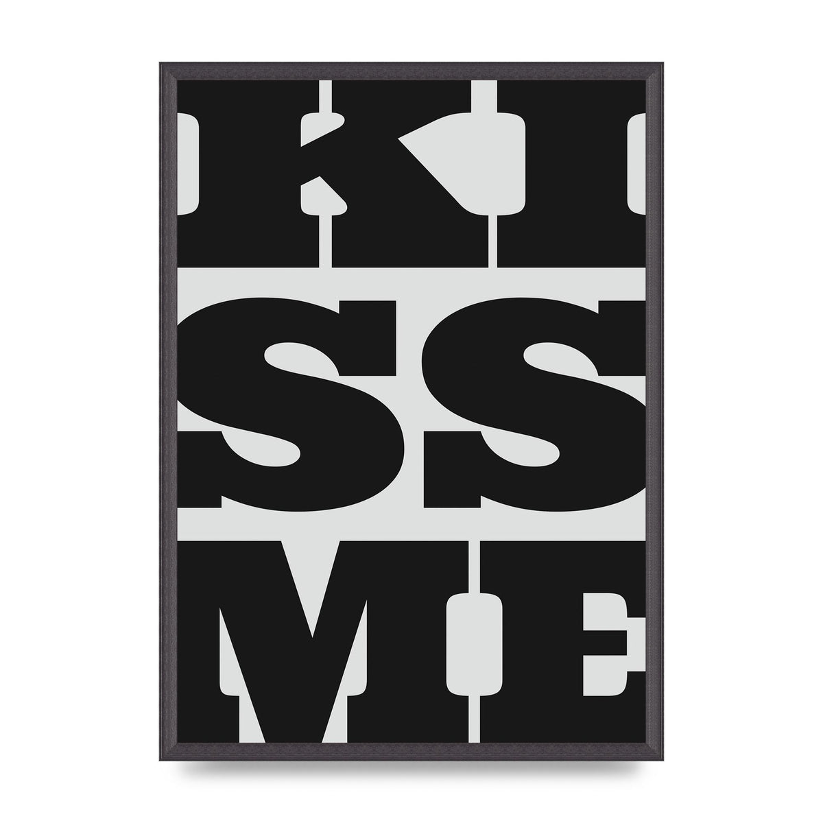 Kiss Me Large Letter Black Art For The Home - A2 framed
