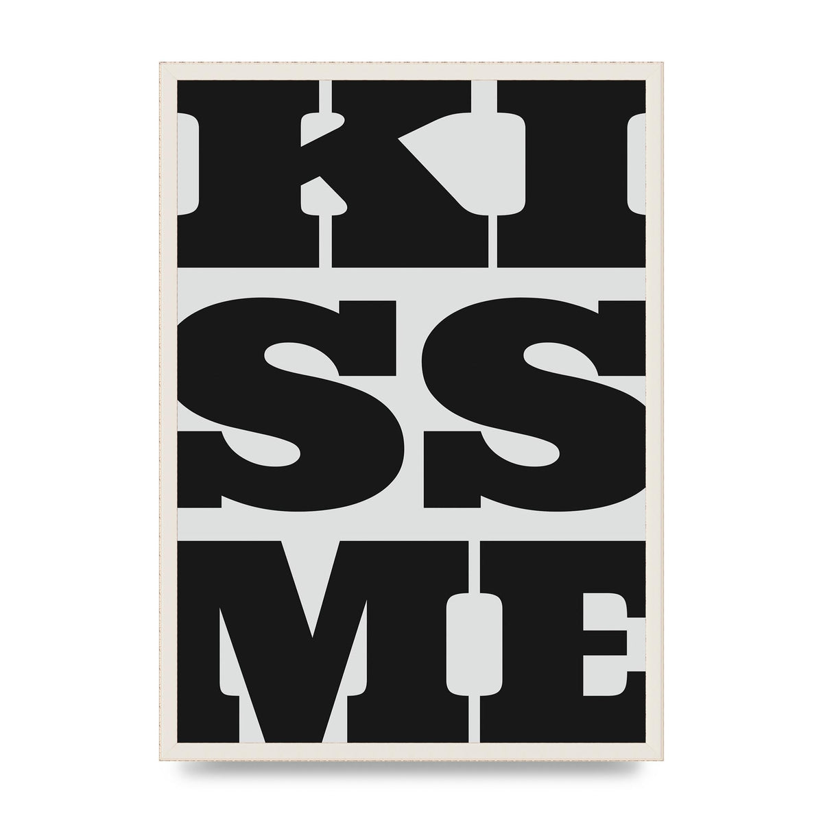 Kiss Me Large Letter Black Art For The Home - A2 framed
