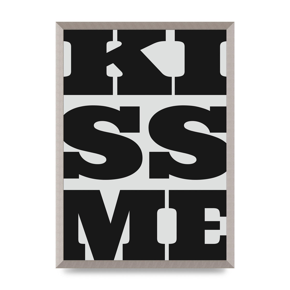 Kiss Me Large Letter Black Art For The Home - A2 framed