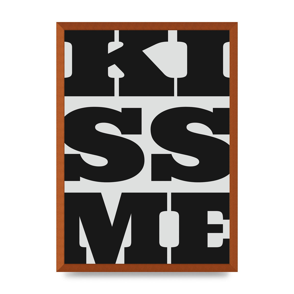 Kiss Me Large Letter Black Art For The Home - A2 framed