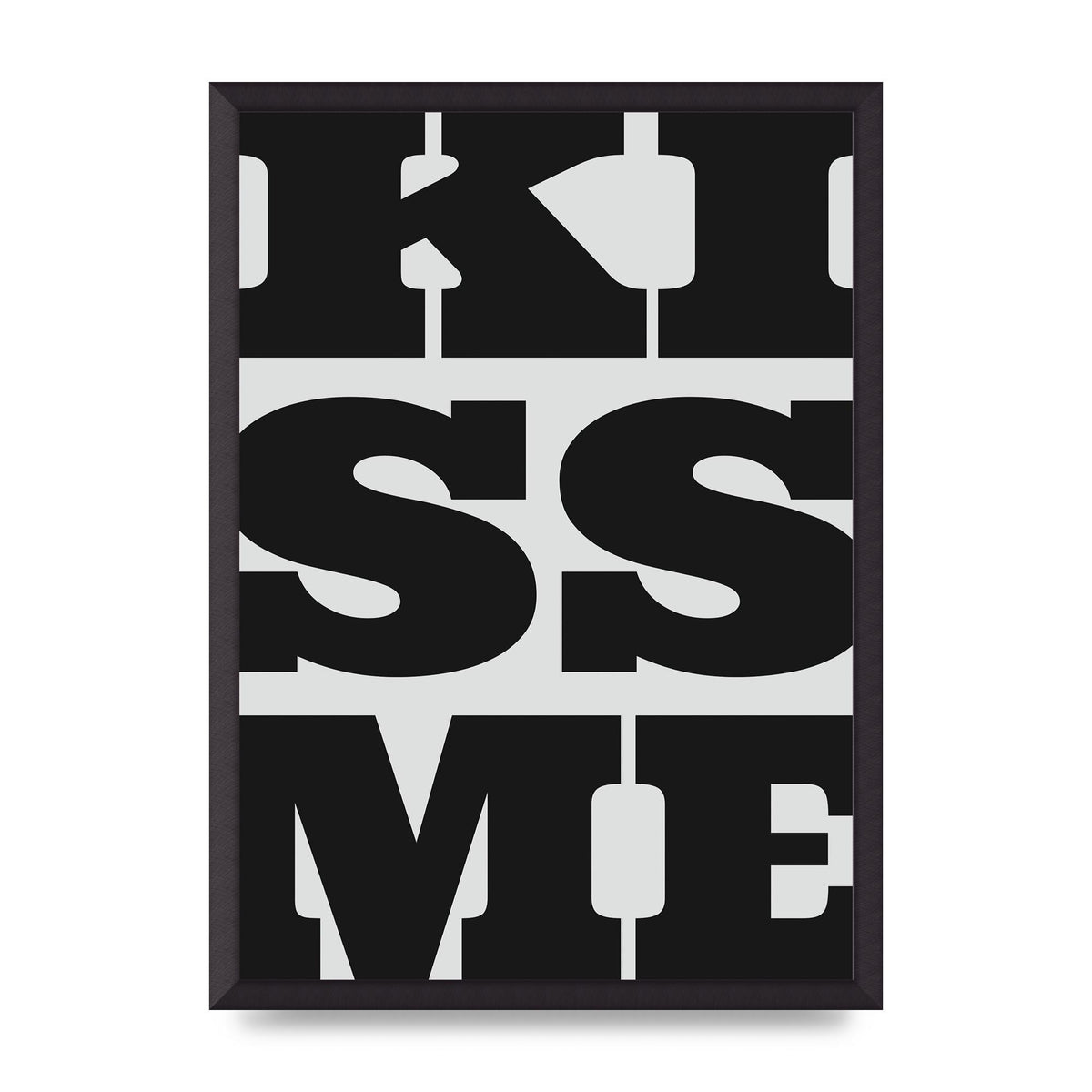 Kiss Me Large Letter Black Art For The Home - A2 framed