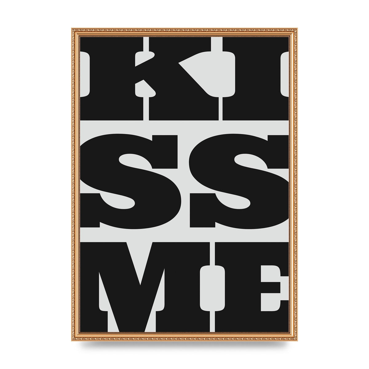 Kiss Me Large Letter Black Art For The Home - A2 framed