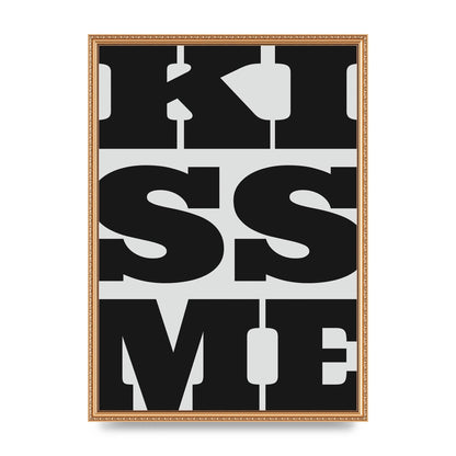Kiss Me Large Letter Black Art For The Home - A2 framed